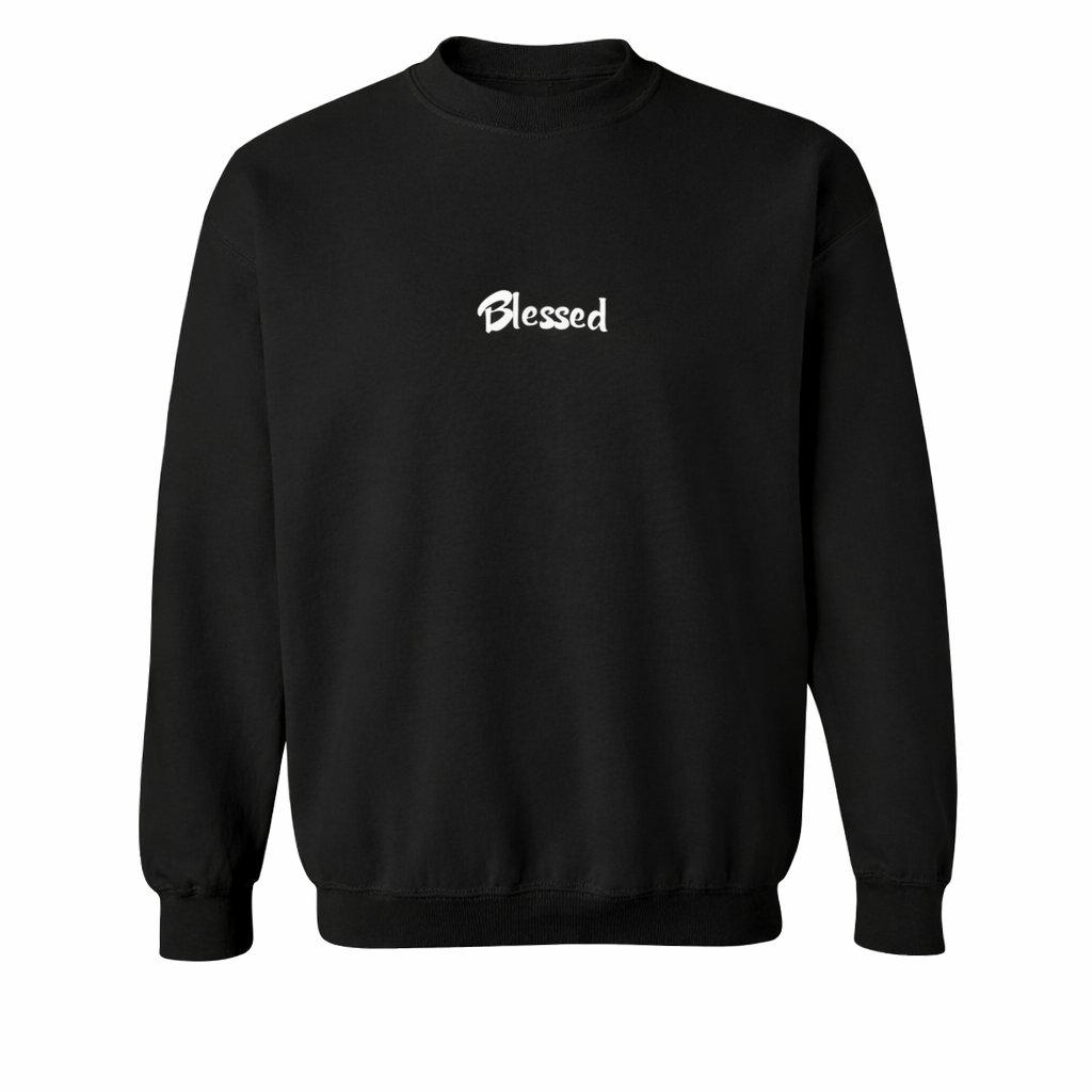 Blessed Unisex Crewneck Sweatshirt-Black/White (Embroidered)