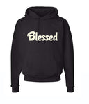 Black Unisex Hoodie with the word "blessed" written in white font.