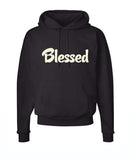 Black Unisex Hoodie with the word "blessed" written in white font.