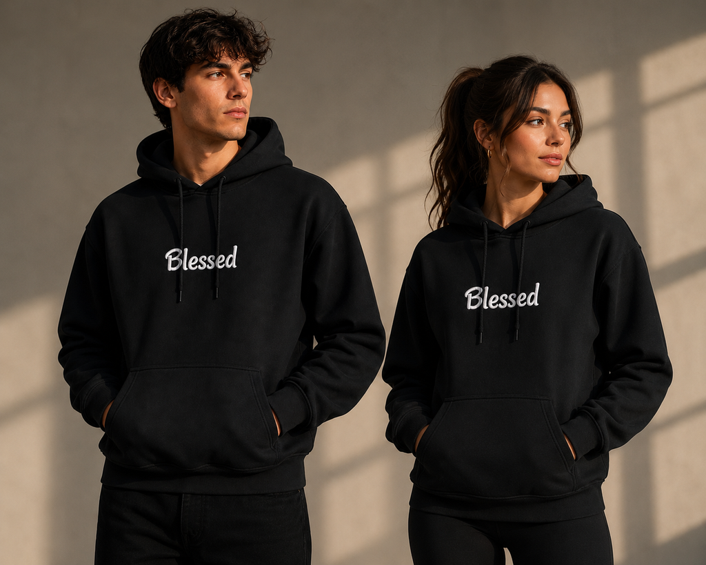Blessed Unisex Hoodie-Black/Cream