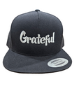 Embroidered Grateful Five Panel Black Trucker Cap