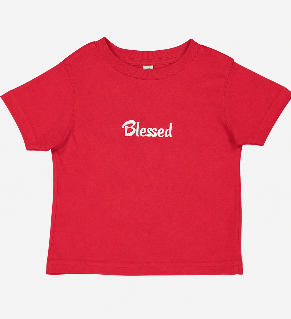Kids Blessed Embroidered T-Shirt